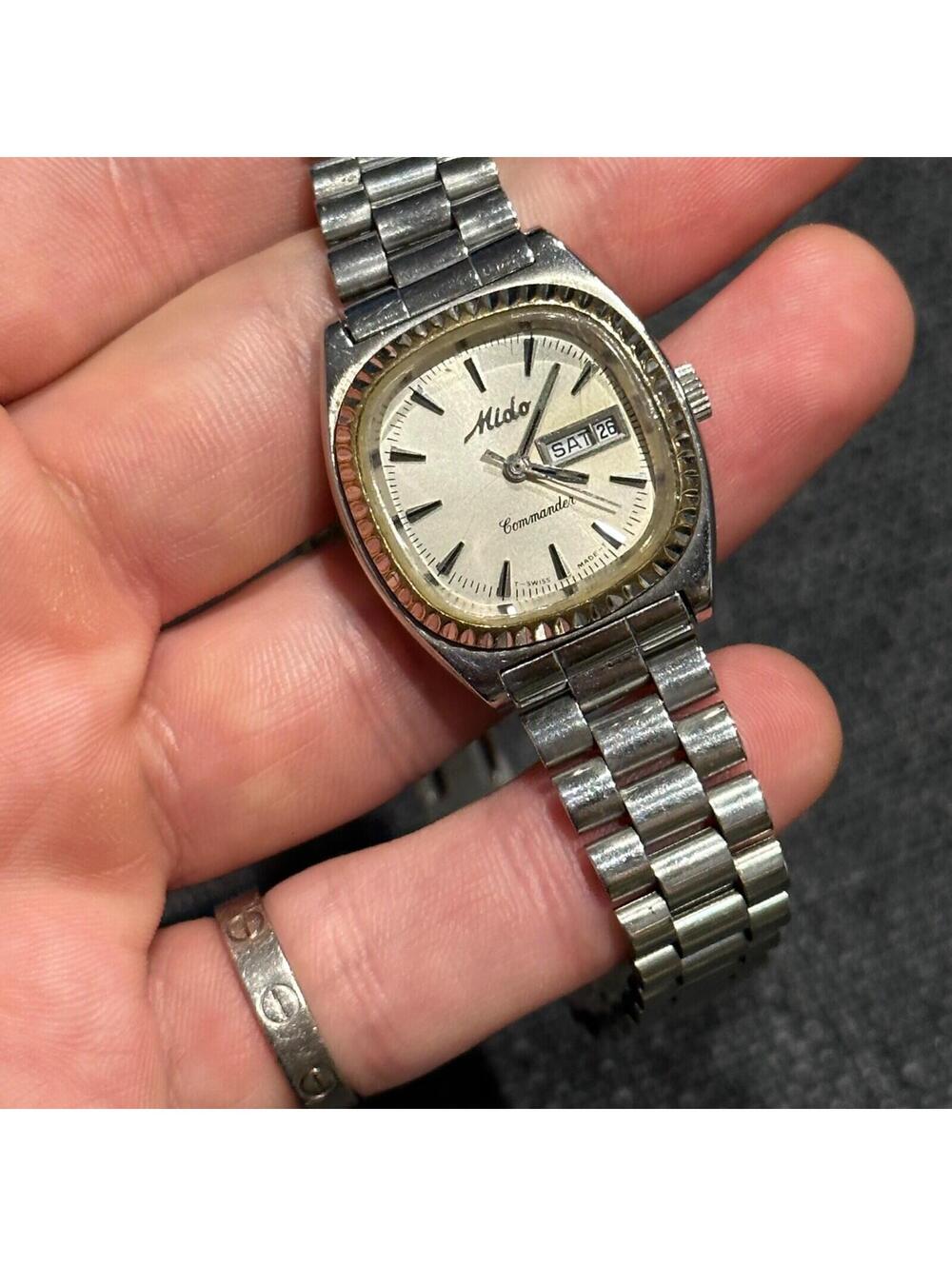 Mido Commander Automatic Silver Dial Stainless Steel Lady's Watch SWISS VINTAGE